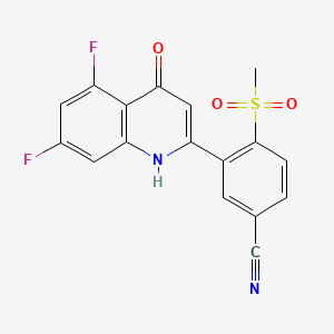 3-(5,7-difluoro-4-oxo-1H-quinolin-2-yl)-4-methylsulfonylbenzonitrile