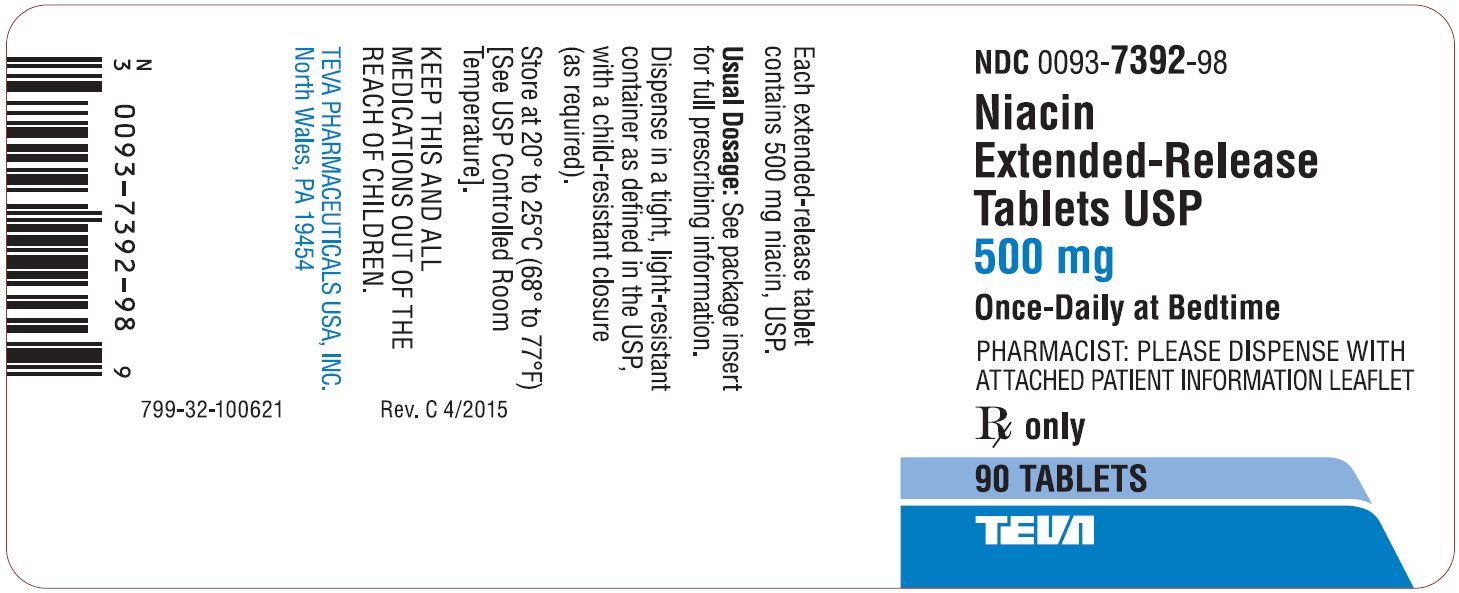 Niacin Extended-Release Tablets USP 500 mg 90s Label
