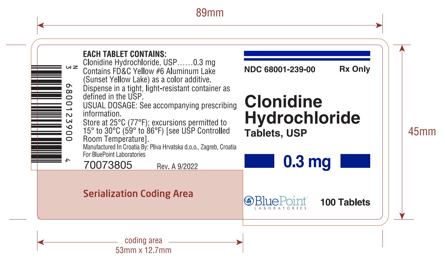 05 Clonidine HCl 0.3 100s US