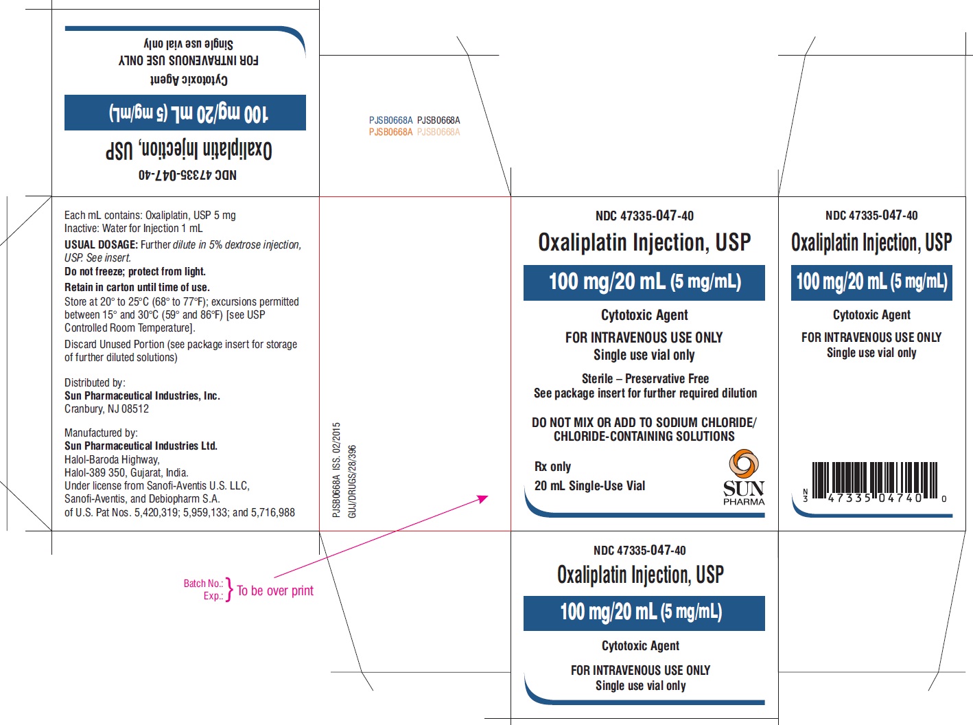 Чертеж Injection Vial 100 m. Оксалиплатин. Package Insert. Сан Фармасьютикал Индастриз Лтд.