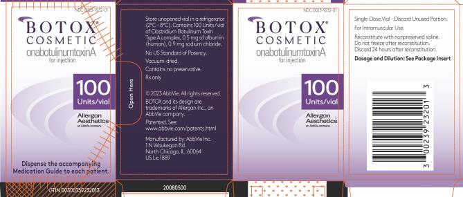 NDC 0023-9232-50 Botox Cosmetic onabotulinumtoxinA for Injection 100 Units/Vial