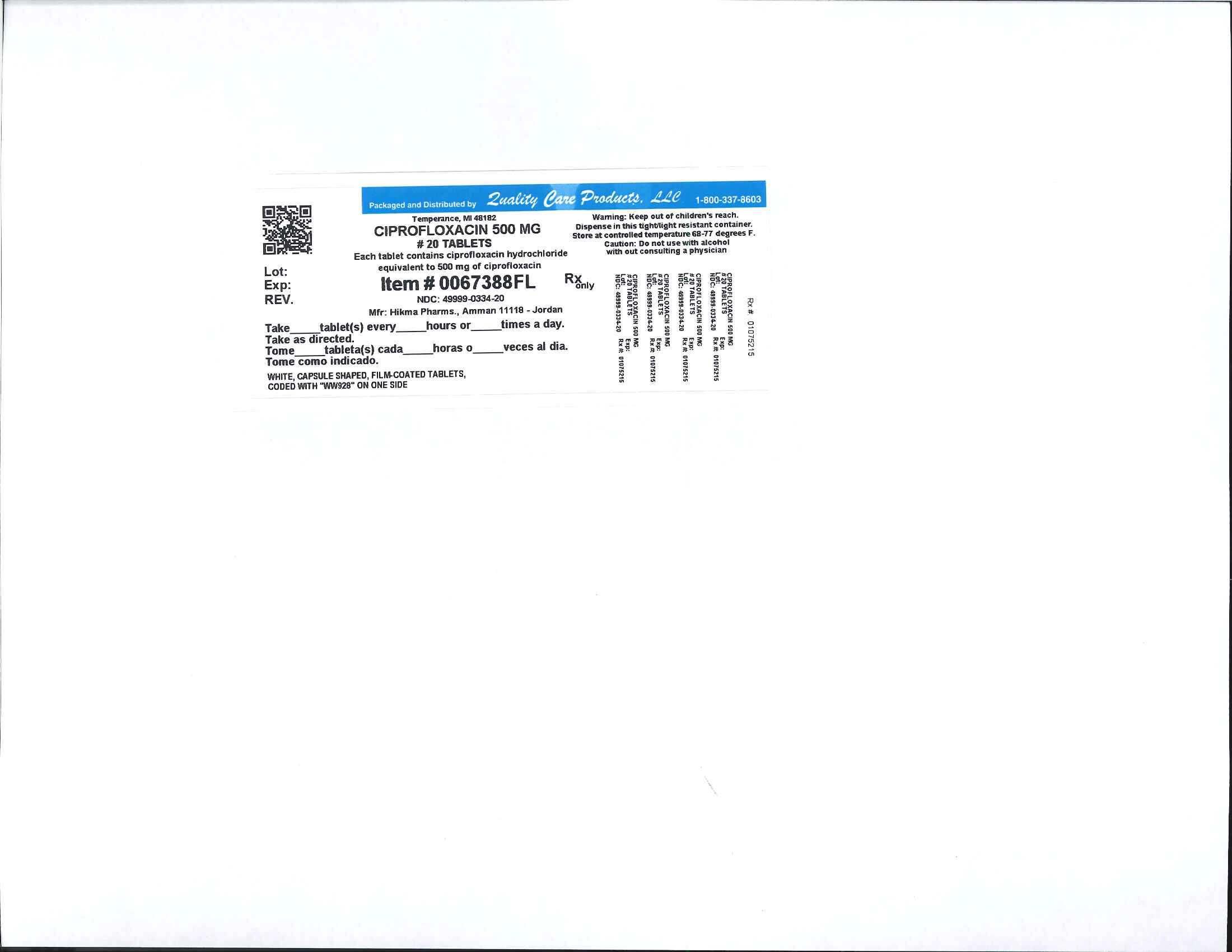 ciprofloxacin 500 mg ndc