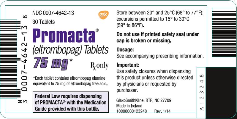 Promacta 75mg 30 count label