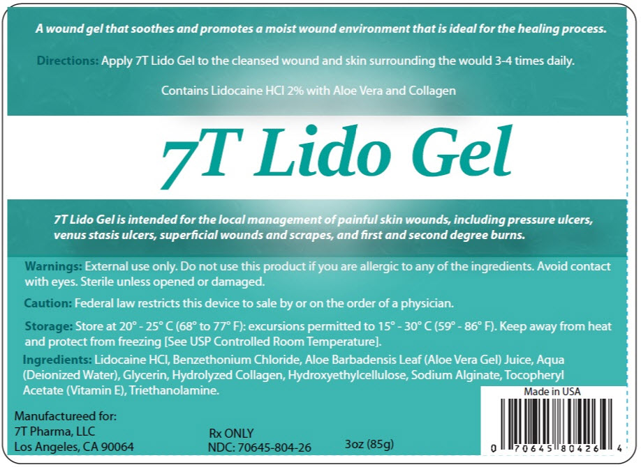 7T Lido Gel Rx ONLY NDC 70645-804-26 3oz (85g)