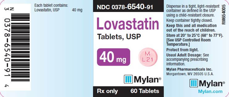 Lovastatin Tablets 40 mg Bottle Labels