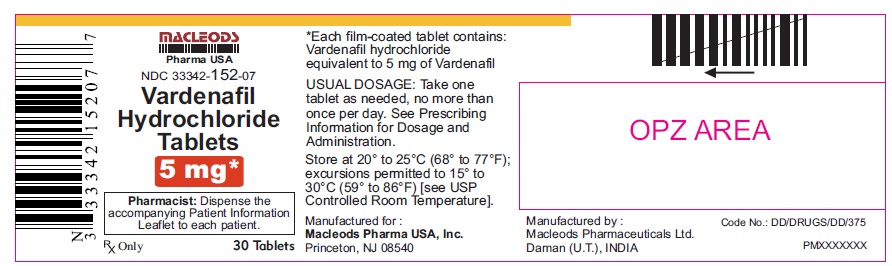 Vardenafil hydrochloride tablets