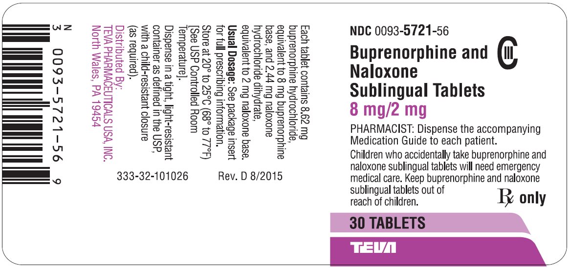 Buprenorphine and Naloxone Sublingual Tablets 8 mg/2 mg CIII 30s Label