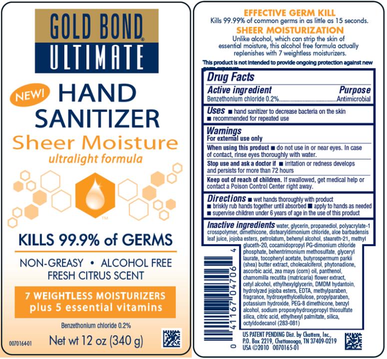 PRINCIPAL DISPLAY PANEL Gold Bond Hand Sanitizer Sheer Moisture benzethonium chloride 0.2%